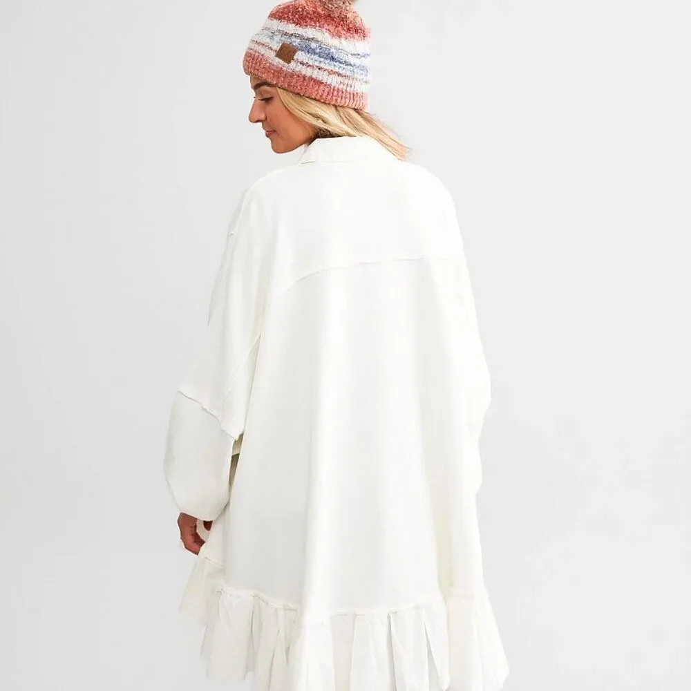 FREE PEOPLE Oversized Tunic Optic White Sweatshirt Shirt Size L NEW WITH TAG - Picture 13 of 13